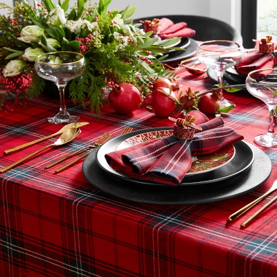 Williams-Sonoma - December 2016 Catalog - Classic Red Tartan Tablecloth,  70 X 144