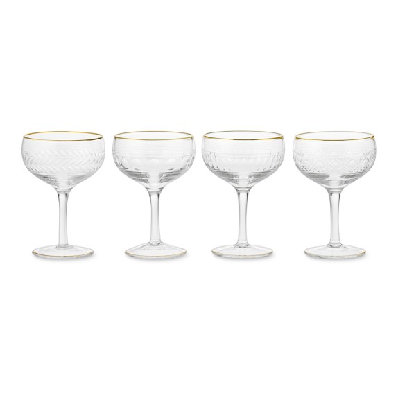 Mixed Cut Gold Rimmed Coupe Glasses Set Of 4 Williams Sonoma