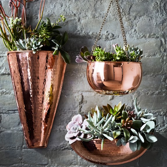 Copper Half Round Wall Planter | Williams Sonoma